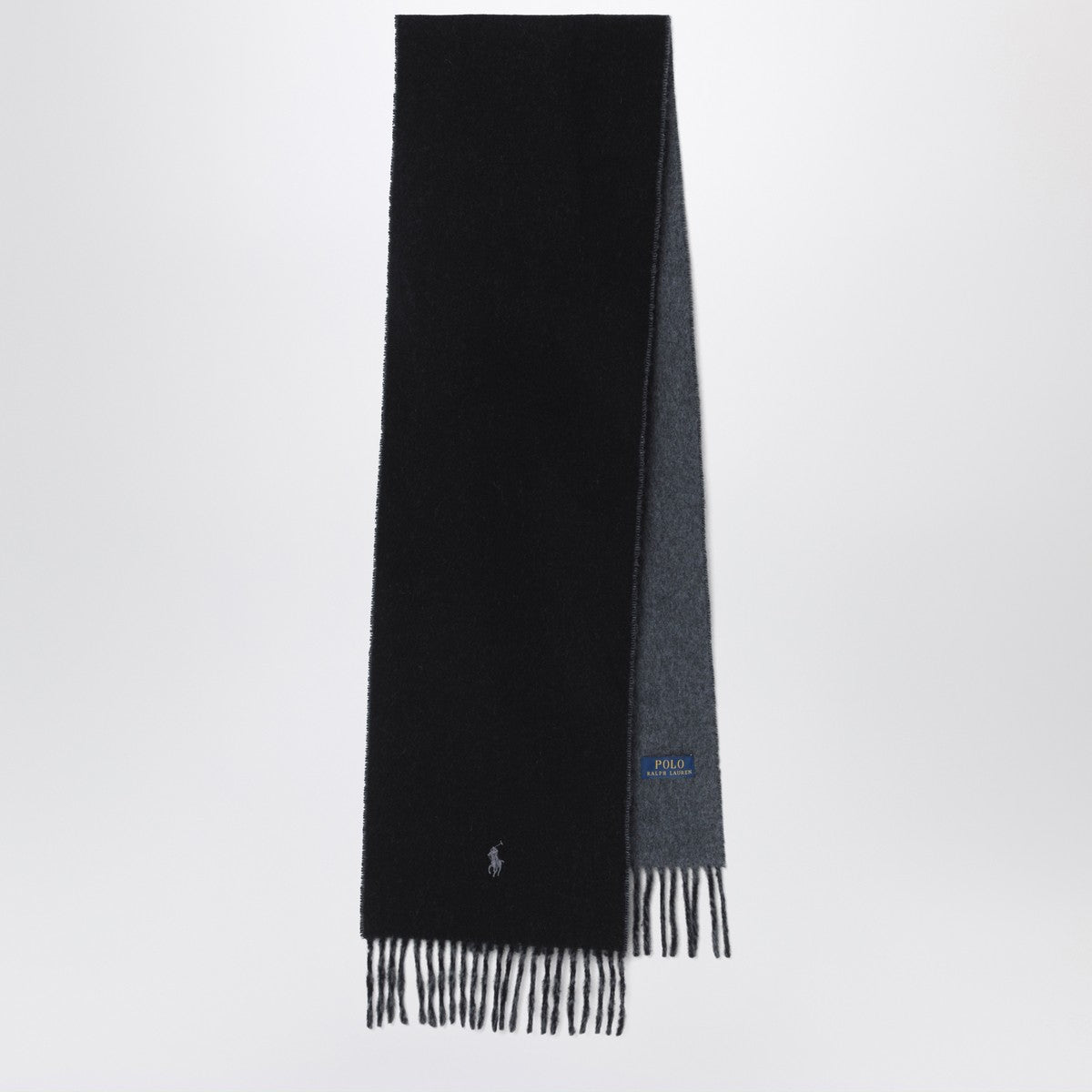 Polo Ralph Lauren Black/grey scarf with logo embroidery