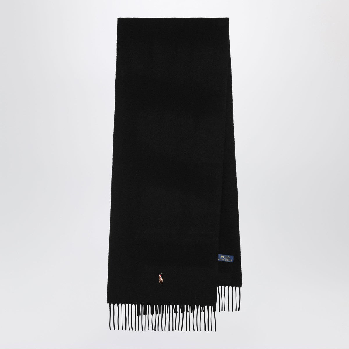Polo Ralph Lauren Black wool scarf with fringes