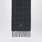 Polo Ralph Lauren Navy blue checked scarf with logo embroidery