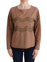 John Galliano Brown Cotton Studded Sweater