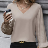 Women's New V-neck Solid Color Basic Versatile Shirt