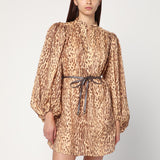 ZIMMERMANN Leopard print short dress in linen
