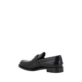 Prada Black Leather Logo Loafers