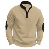 Stand Collar Pullover Half Zip Long Sleeve Coat