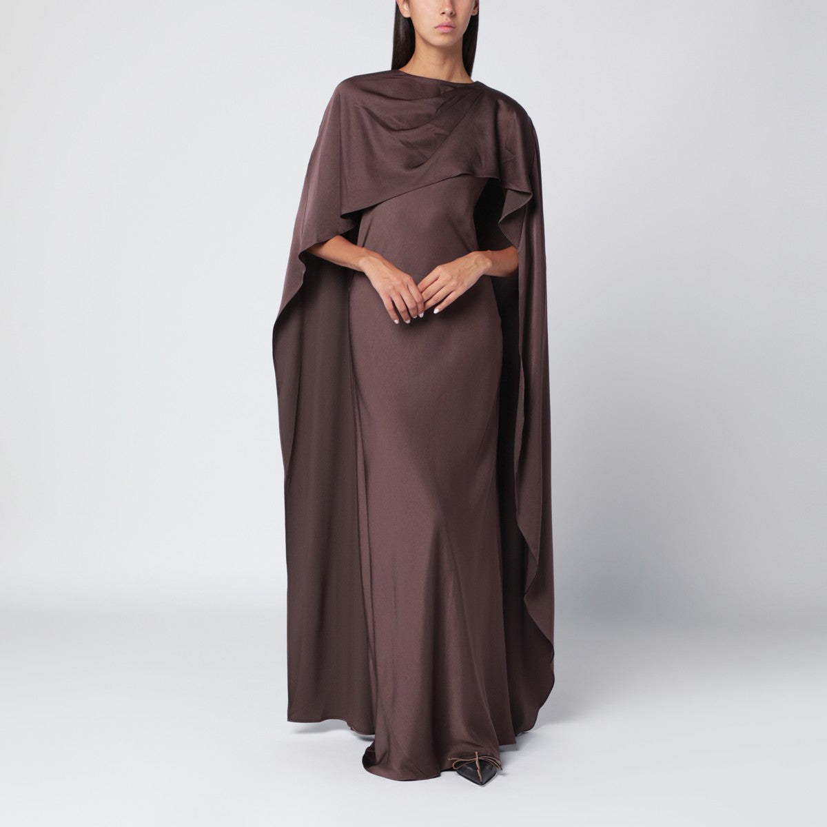 SIMKHAI Izel long dress in chocolate colour