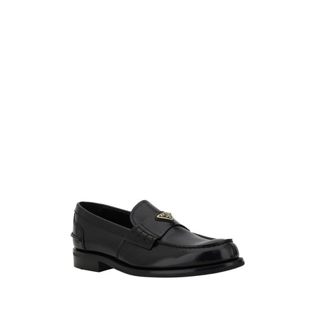 Prada Black Calf Leather Bos Taurus Slip-On Loafers
