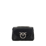 PINKO Black Calf Leather Bos Taurus Shoulder Bag