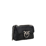 PINKO Black Calf Leather Bos Taurus Shoulder Bag