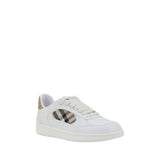 Burberry White Calf Leather Bos Taurus Low Top Sneakers