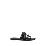 Balenciaga Black Calf Leather Bos Taurus Flat Sandals