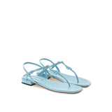 Miu Miu Blue Patent Leather Flip-Flop Sandals
