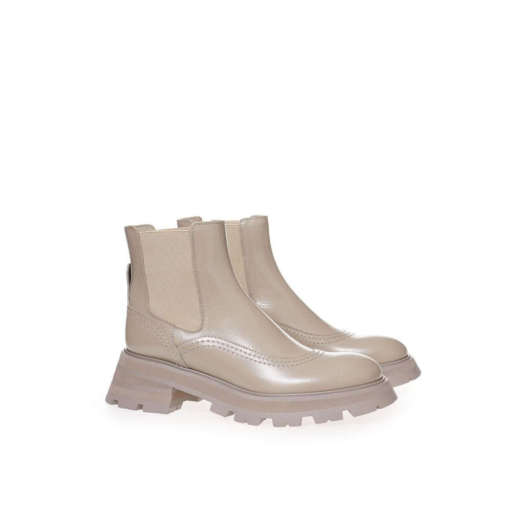 Alexander McQueen Beige Leather Chelsea Boots