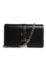 Versace Black Calfskin Leather Chain Strap Shoulder Crossbody Bag
