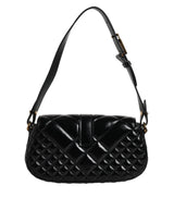 Versace Black Calf Leather Quilted Shoulder Strap Bag