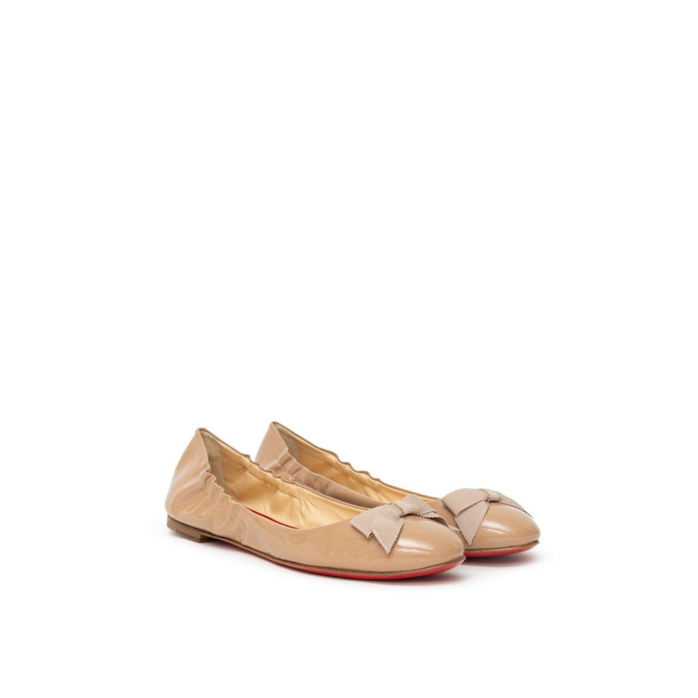 Christian Louboutin Beige Patent Leather Ballet Flats