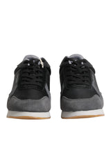 Trussardi Black Gray Lace Up Low Top Casual Sneakers Shoes