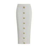 Balmain White Viscose Midi Skirt