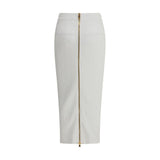 Balmain White Viscose Midi Skirt