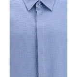Fendi Light Blue Linen Shortsleeve Shirt