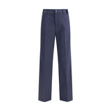 Fendi Blue Cotton Casual Pants