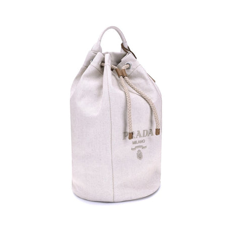 Prada White Cotton Backet Bag