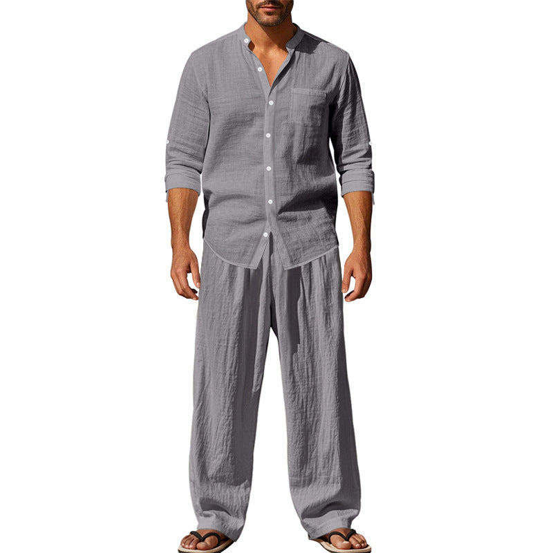 Loose Long-sleeved Trousers Shirt Outfit Men