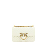 PINKO White Calf Leather Bos Taurus Shoulder Bag