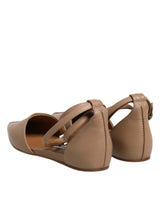 Max Mara Beige Leather Pointed Toe Sandals Ballet Flat Shoes