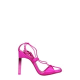 The Attico Pink Satin Stiletto Heel Sandals
