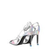 The Attico Gray Leather Stiletto Heel Sandals
