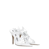 The Attico White Leather Stiletto Heel Sandals