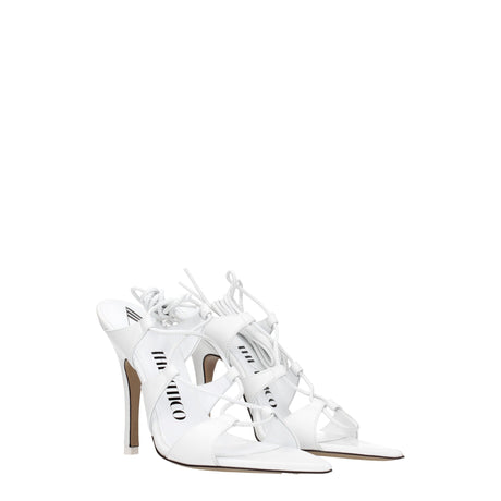 The Attico White Leather Stiletto Heel Sandals