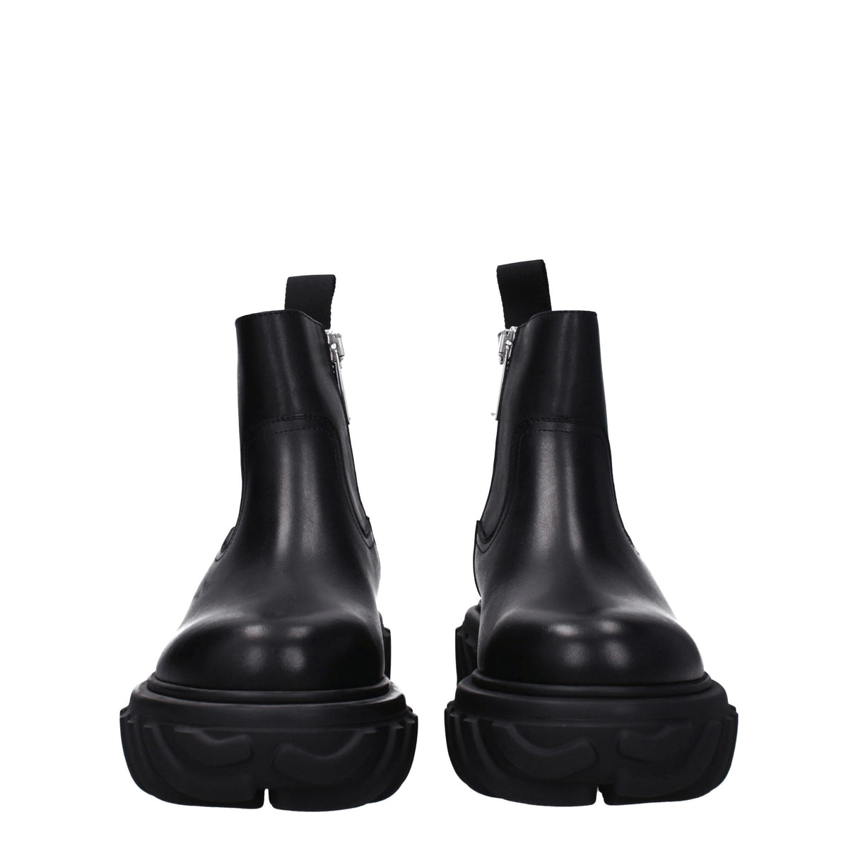 Off-White Black Leather Ankle Boots