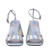 The Attico Gray Leather Platform Sandals