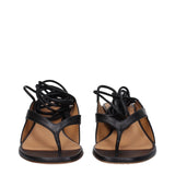Off-White Black Leather Flip-Flop Sandals