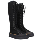 Max Mara Black Fabric Lace-Up Boots