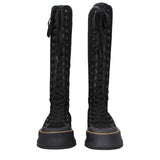 Max Mara Black Fabric Lace-Up Boots