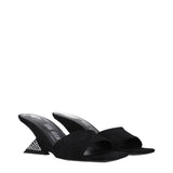The Attico Black Leather Platform Sandals