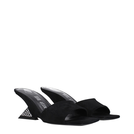 The Attico Black Leather Platform Sandals