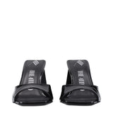 The Attico Black Leather Stiletto Heel Sandals