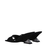 The Attico Black Leather Platform Sandals