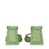 The Attico Green Satin Stiletto Heel Sandals