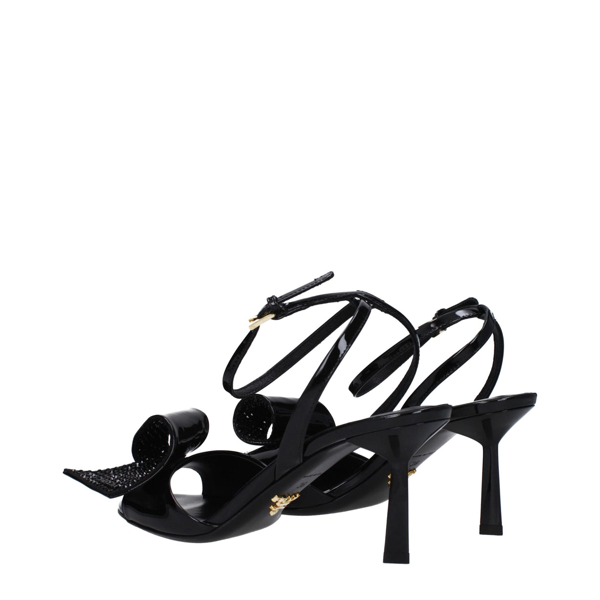 Prada Black Leather Stiletto Heel Sandals