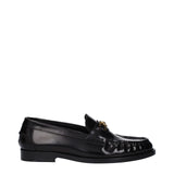 Versace Black Leather Slip-On Loafers