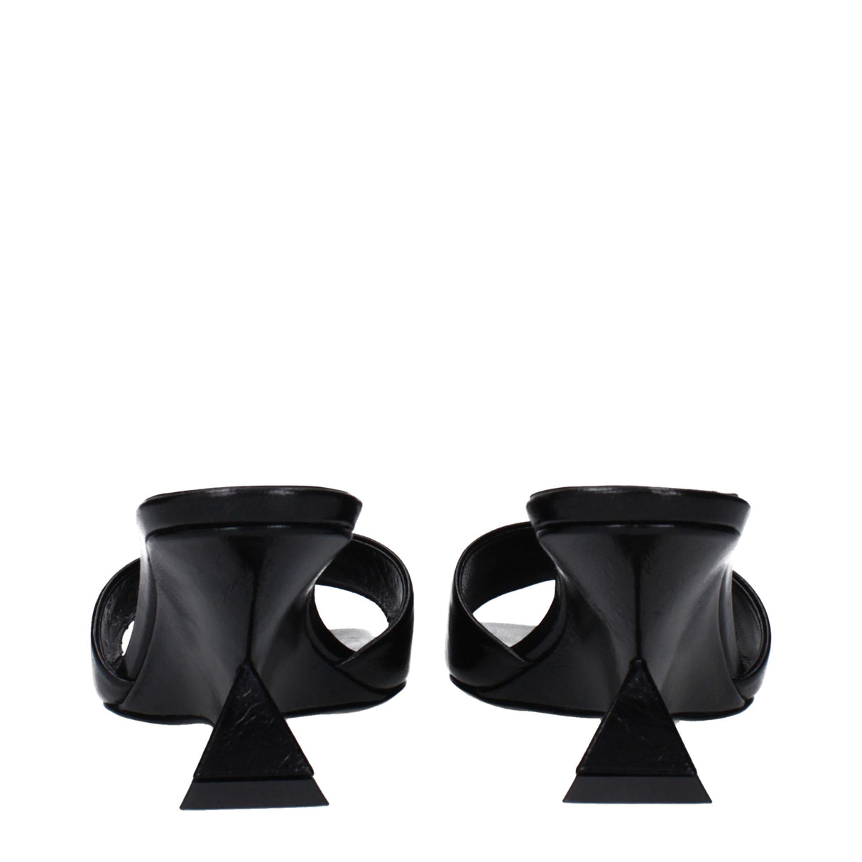 The Attico Black Leather Flat Sandals