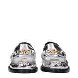 Versace Gray Leather Slip-On Loafers