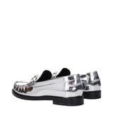 Versace Gray Leather Slip-On Loafers