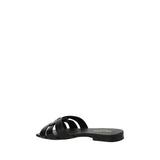 Saint Laurent Black Calf Leather Bos Taurus Flat Sandals
