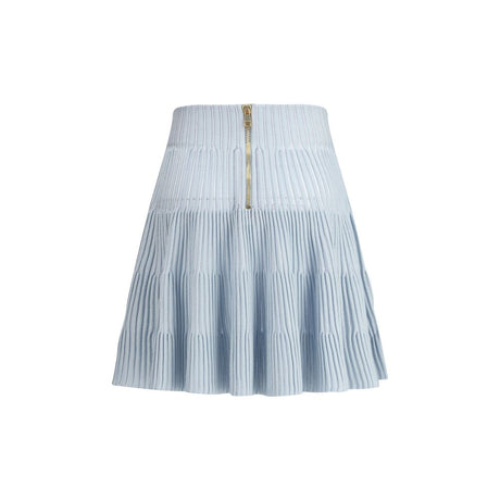 Balmain Light Blue Viscose Mini Skirt