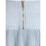 Balmain Light Blue Viscose Mini Skirt